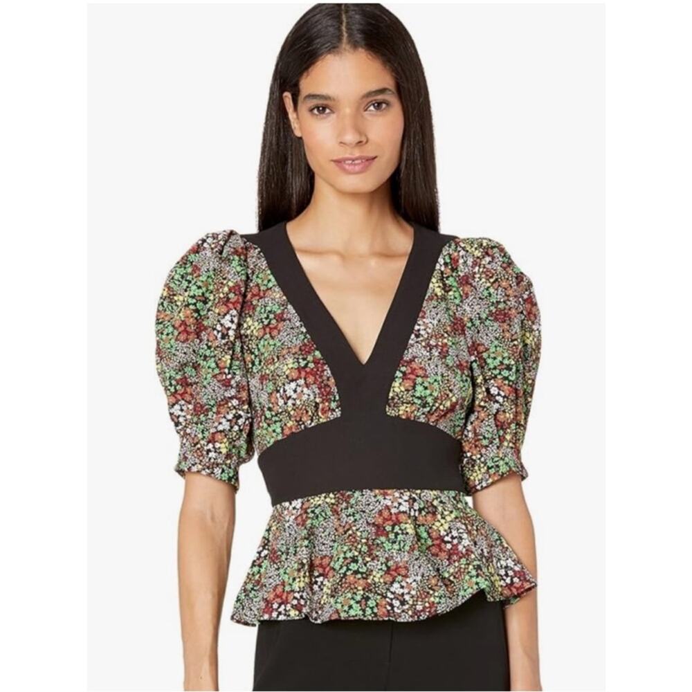 Ted Baker Camilya Crepe Puff Sleeve peplum Top floral